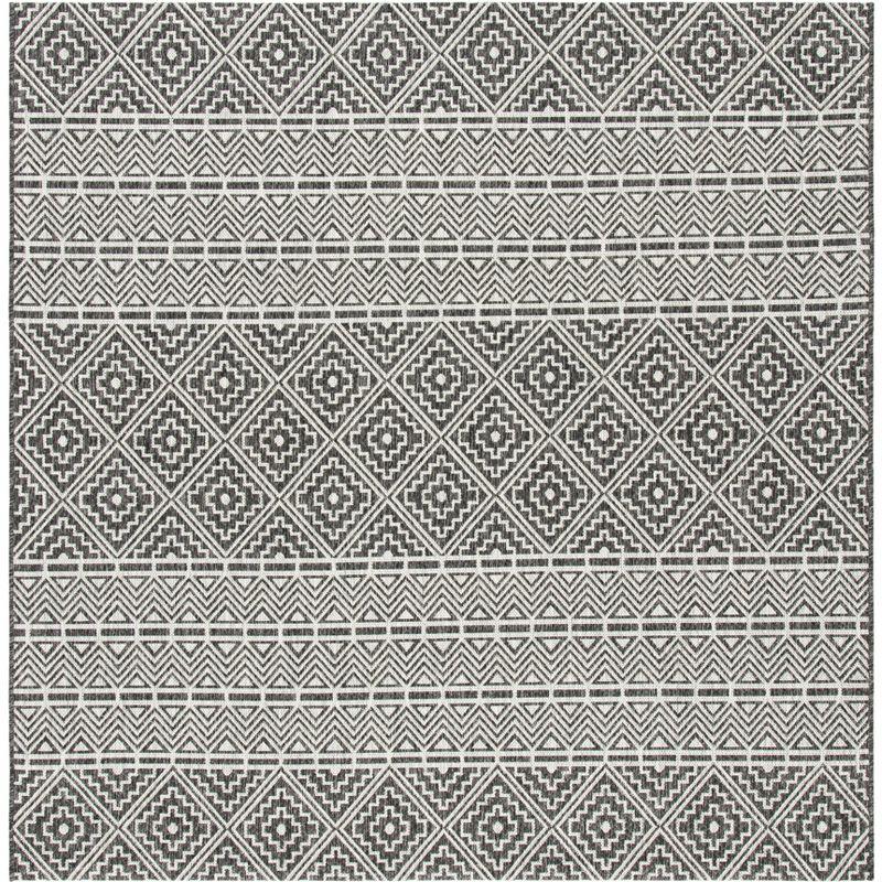 Courtyard CY8787 Power Loomed Indoor/Outdoor Area Rug - Black/Grey - 6'7"x6'7" - Safavieh.