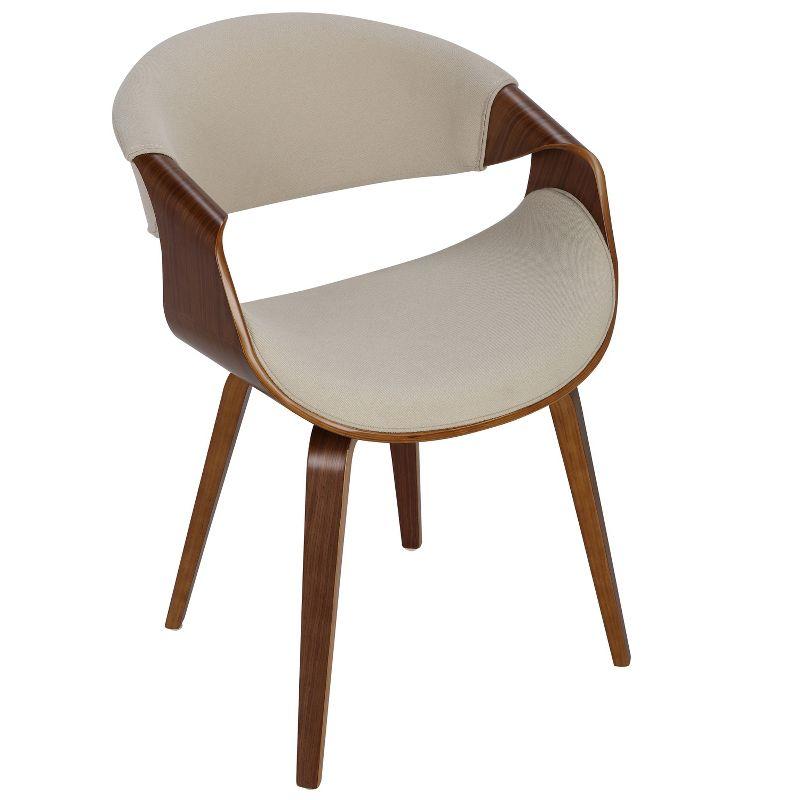 Curvo Mid-Century Modern Dining Accent Chair Cream - Lumisource: Upholstered, Wood Legs, Polyester