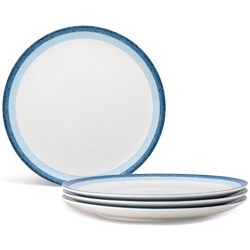 Sky Blue Porcelain Microwave-Safe Dinner Plates, Set of 4