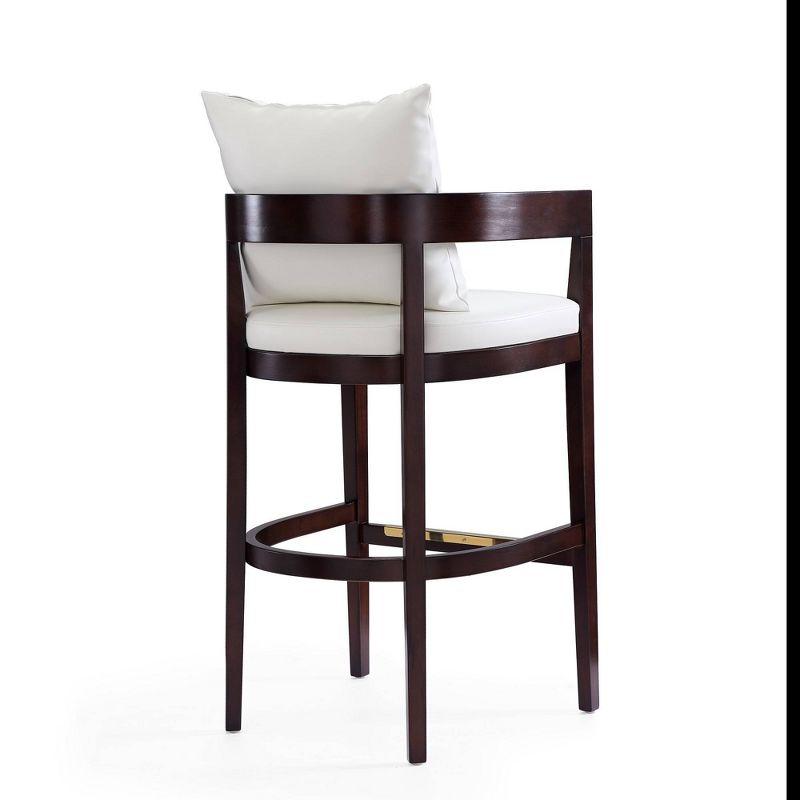 Manhattan Comfort Ritz Ivory Leather Beech Wood Barstool - 38"