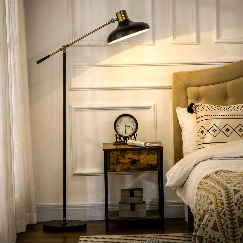 17 Stories Stevani Adjustable Floor Lamps for Living Room, Standing Lamp for Bedroom with Balance Arm, Adjustable Head and Height, Tall Black and Gold Lamp (Bulb not Included)
