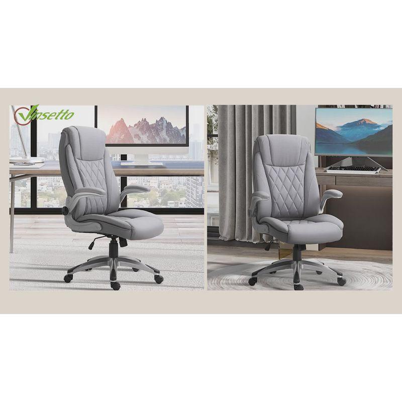 Gray Luxe Ergonomic High-Back Swivel Office Chair with Adjustable Arms