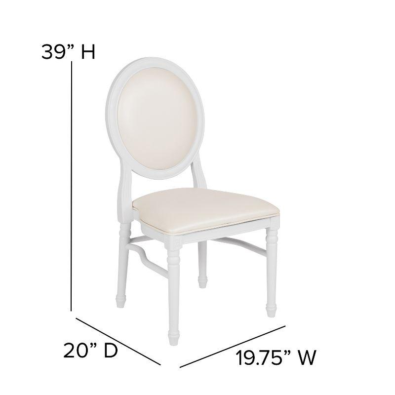 Elegant White Vinyl Upholstered King Louis Side Chair