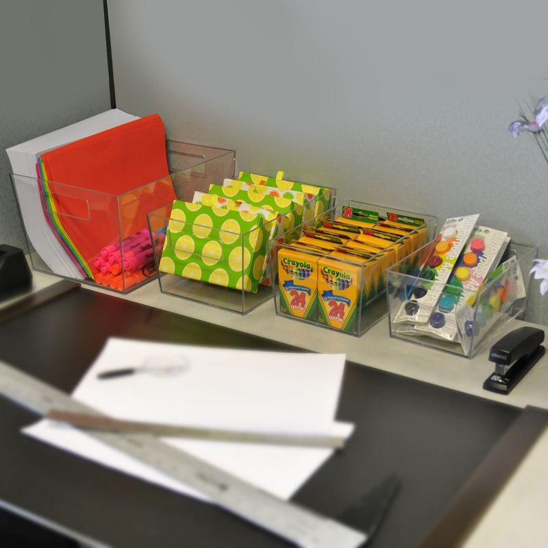 Azar Displays X-Large Organizer Storage Tote Bin with Handle 13"W x 9.5"D x 6.5"H, 4-Pack (Set of 4)