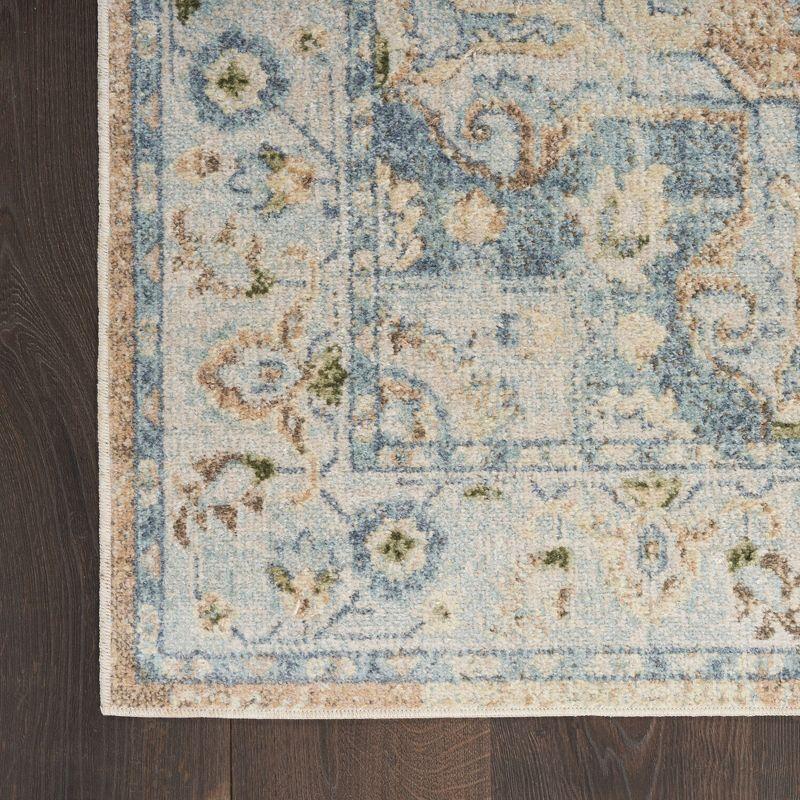 Nourison Astra Machine Washable Vintage Medallion Indoor Rug Beige Blue 2'2" x 10'