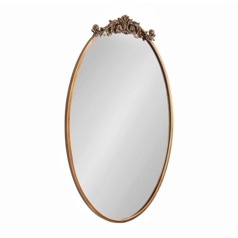 Kate & Laurel All Things Decor 24"x36" Arendahl Traditional Vertical Oval Wall Mirror Antique Gold: Ornate, No Assembly Required