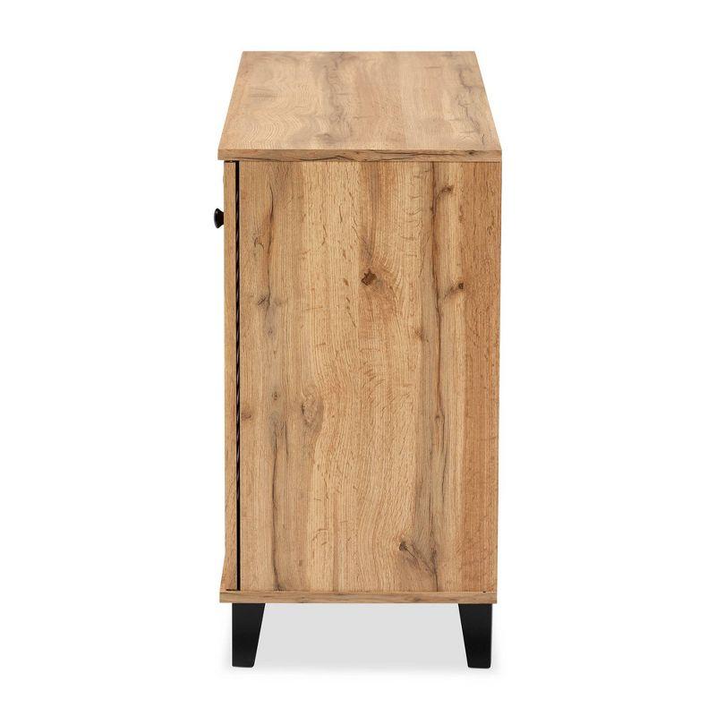 Coolidge Wood 3 Door Storage Cabinet Oak Brown - Baxton Studio: Freestanding Shoe Organizer for Entryway, Closet