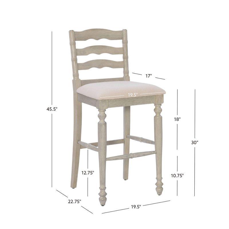 Marino Padded Seat Barstool 30" Height, Farmhouse Design, Linon: Rubberwood Frame, Linen Weave