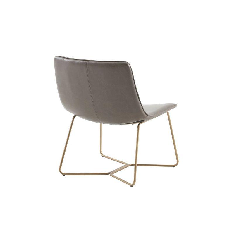 Calan Accent Chair Brown/Gold: Upholstered Polyurethane, Metal Base, Home Office Seating