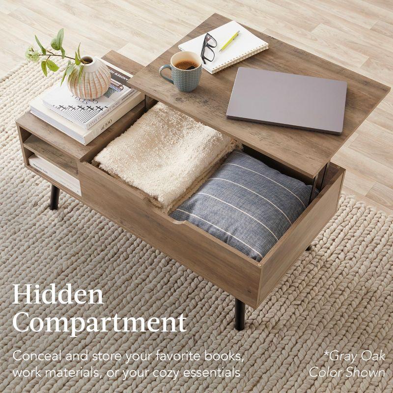 Best Choice Products Wooden Mid-Century Modern Lift Top Coffee Table w/ Hidden Storage, Removable Shelf - Brown