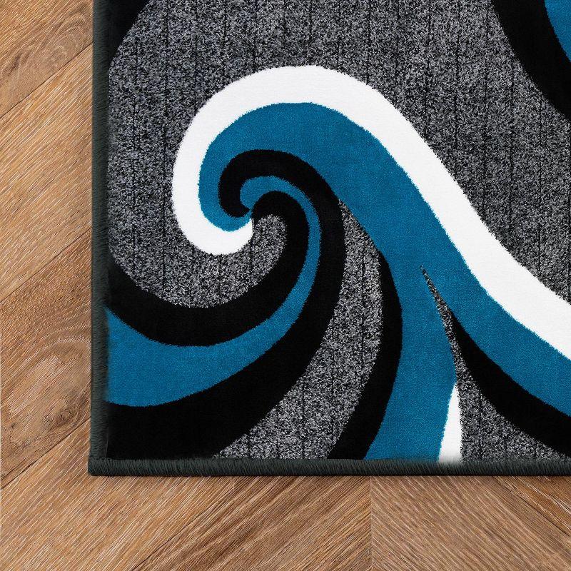 Luxe Weavers Contemporary Abstract Geometric Swirl Area Rug, Turquoise 4x5