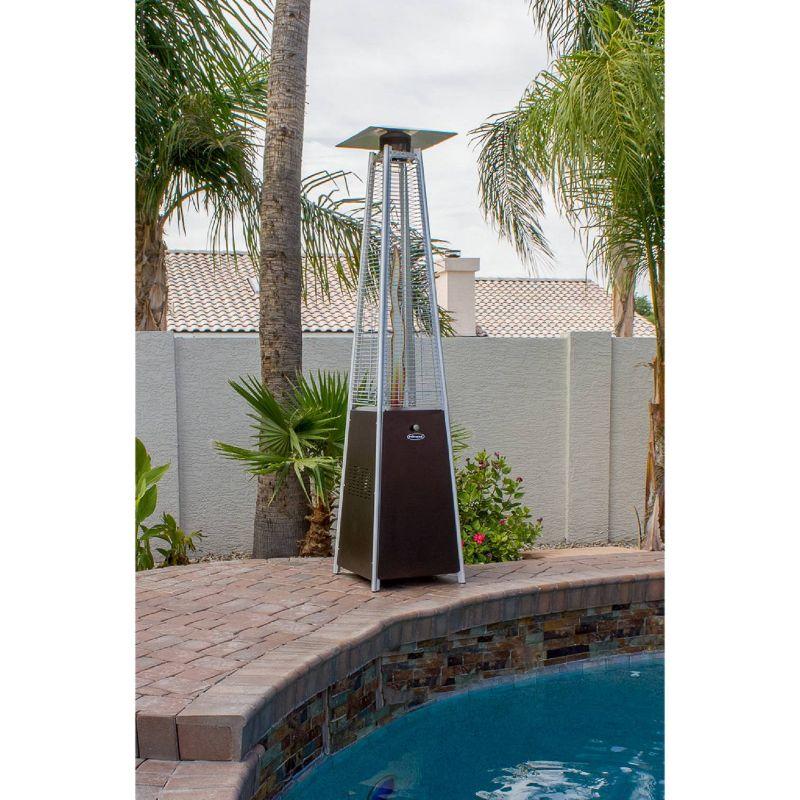 Hammered Metal Tall Glass Tube Portable Patio Heater - Golden Bronze - AZ Patio Heaters: Quartz, 40,000 BTU, 10ft Radius