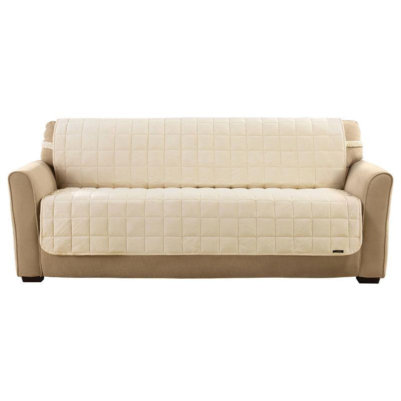 Deluxe Pet Armless Sofa Furniture Cover Ivory - Sure Fit: Machine Washable, Faux Suede Protector