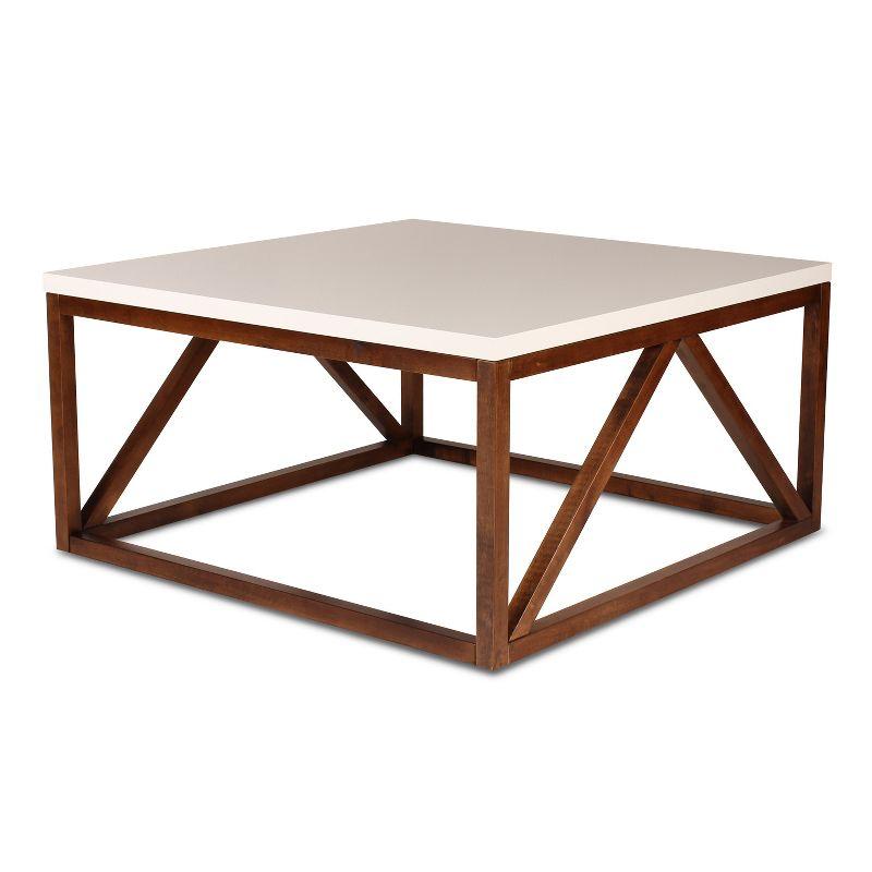 Kaya 36'' Walnut Square Wood and Metal Modern Coffee Table