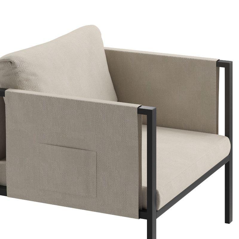 Lea Modern Steel Framed Patio Chair with Light Gray Cushions