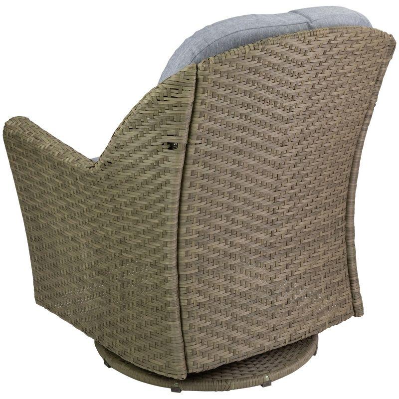 Northlight 34" Gray Resin Wicker Deep Seated Glider Chair with Gray Cushions