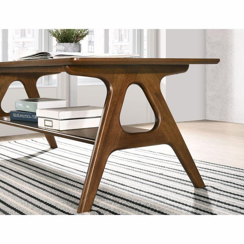 Roundhill Furniture Arona Mid-Century Modern Wood Coffee Table with Shelf