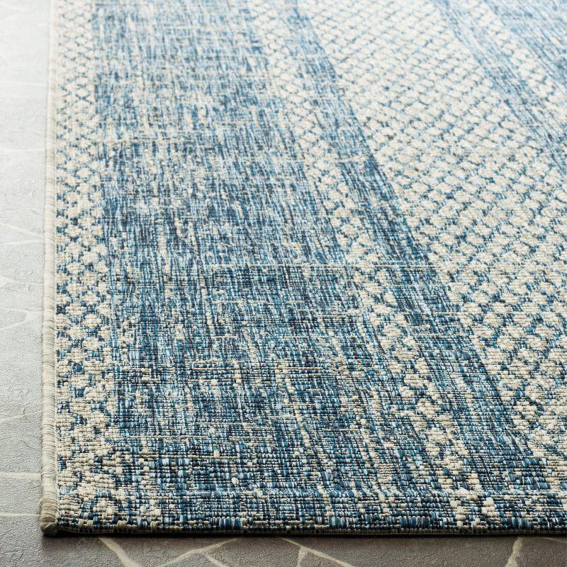 Courtyard CY8736 UV & Stain Resistant Non-Shedding Power Loomed Indoor/Outdoor Accent Rug - Light Grey/Blue - 4'x5'7" - Safavieh