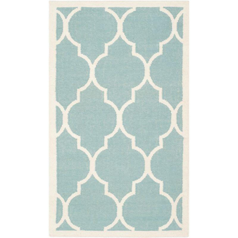 Dhurries DHU632 Hand Woven Area Rug - Light Blue/Ivory - 3'x5' - Safavieh.