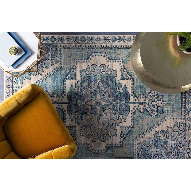 Livabliss 7'10"x9'11" Thatch Traditional Rug Blue: Medium Pile, Fade & Stain-Resistant, Indoor Use