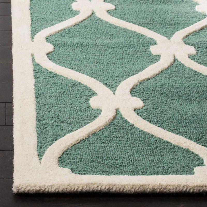 Teal and Ivory Hand-Tufted Wool Area Rug, 3' x 5'