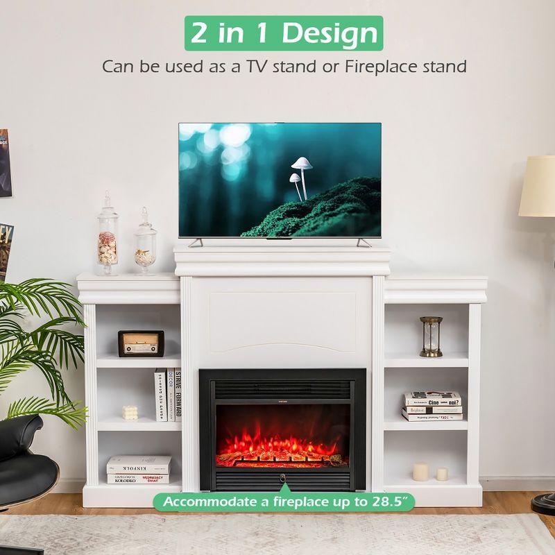 Costway 70'' Fireplace TV Stand Modern Media Entertainment Center Bookcase White\Black