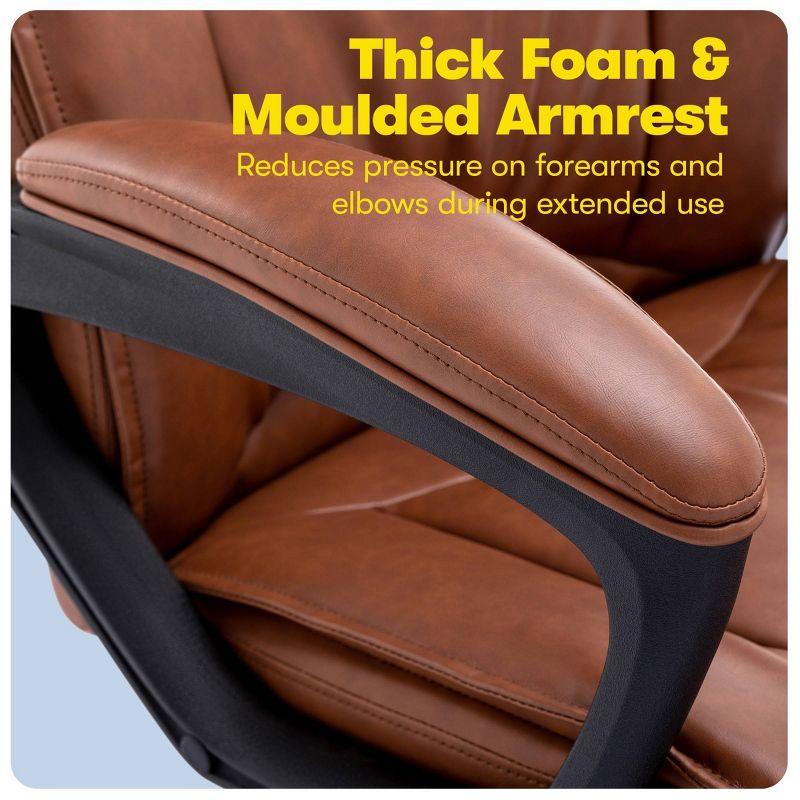 Style Hannah Office Chair Bonded Leather Comfort Cognac - Serta: Ergonomic Lumbar Support, Adjustable Height