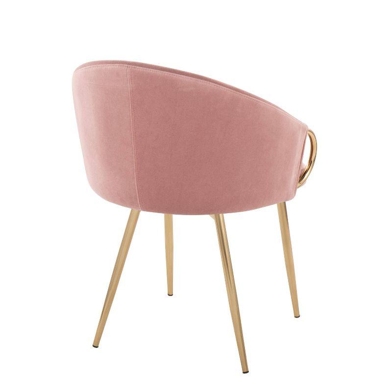 Set of 2 Claire Dining Chairs Gold/Blush - LumiSource: Velvet Upholstery, Metal Legs, Foam Filled