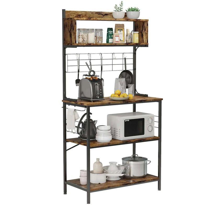 Bestier 5 Tier Microwave Stand, Coffee Bar Table with Storage for Small Space Kitchen 24in brown