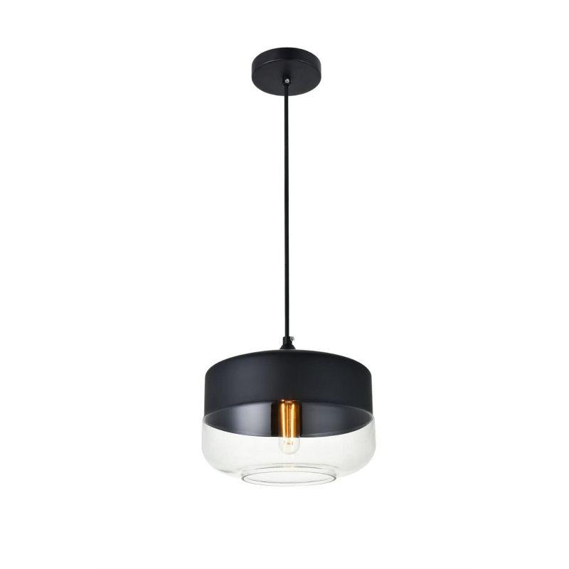 Elegant Lighting Ashwell 1 Light Black Pendant With Clear Glass
