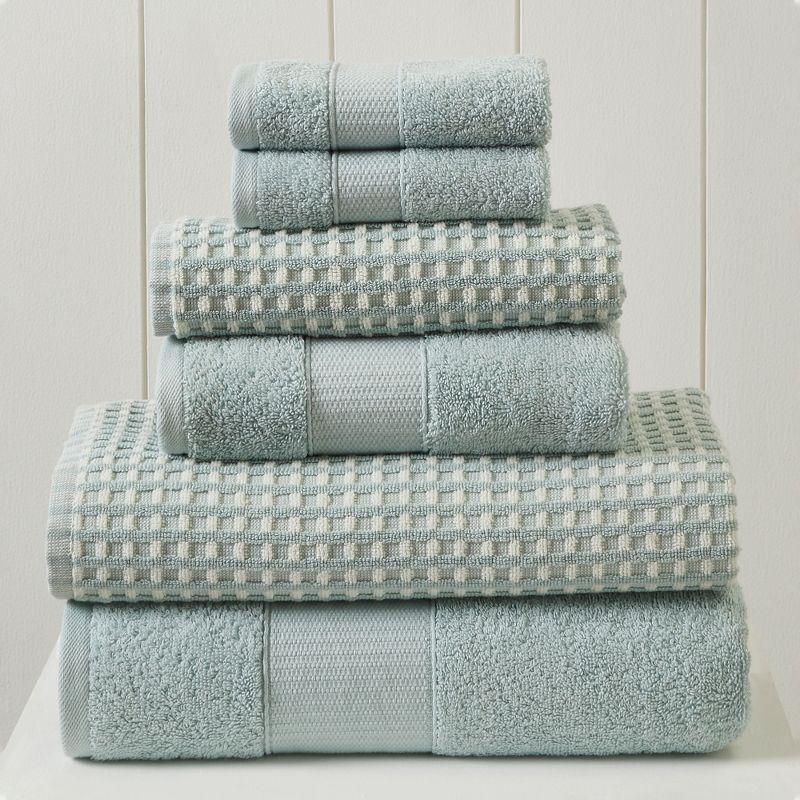 Misty Blue Cotton Jacquard Washcloth and Hand Towel Set