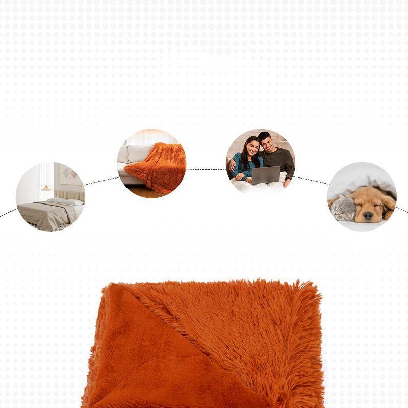 Cheer Collection Long Shaggy Hair Throw Blanket - Rust (60" x 70")