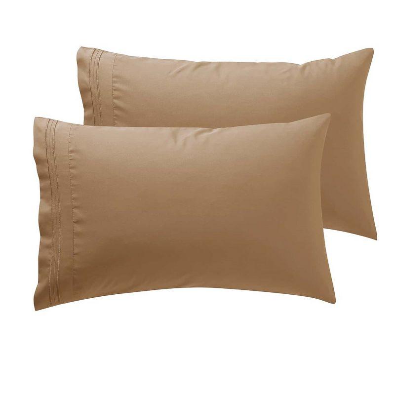 Mocha Light Brown Microfiber Standard/Queen Pillowcases Set