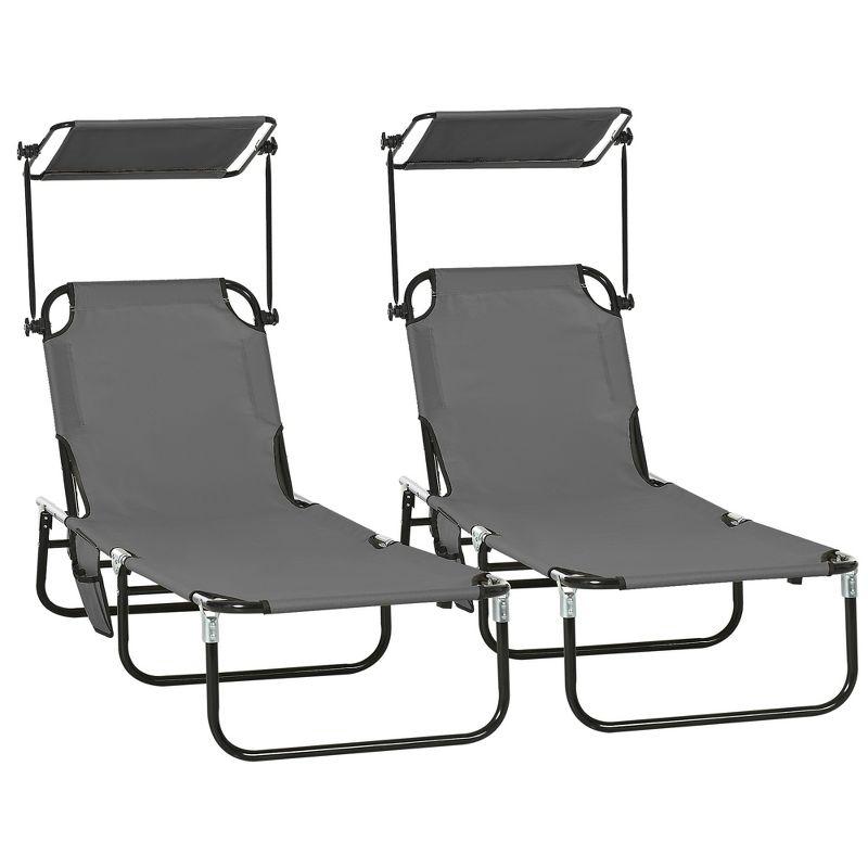 Outsunny Outdoor Metal Chaise Lounge Set (Set of 2)