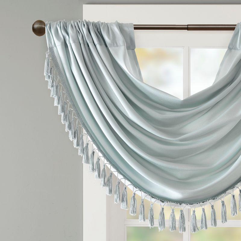 Elena Faux Silk Waterfall Embellished 38'' W Window Valance