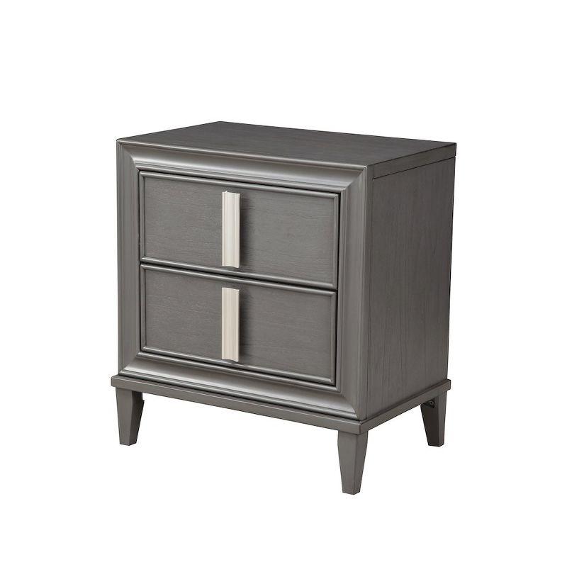 Alpine Furniture,Lorraine 2 Drawer Nightstand, Dark Grey