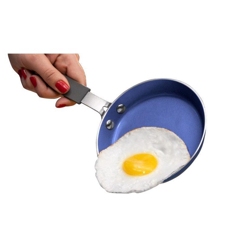 Granitestone Blue 5.5'' Nonstick Egg Pan with Rubber Grip Handle