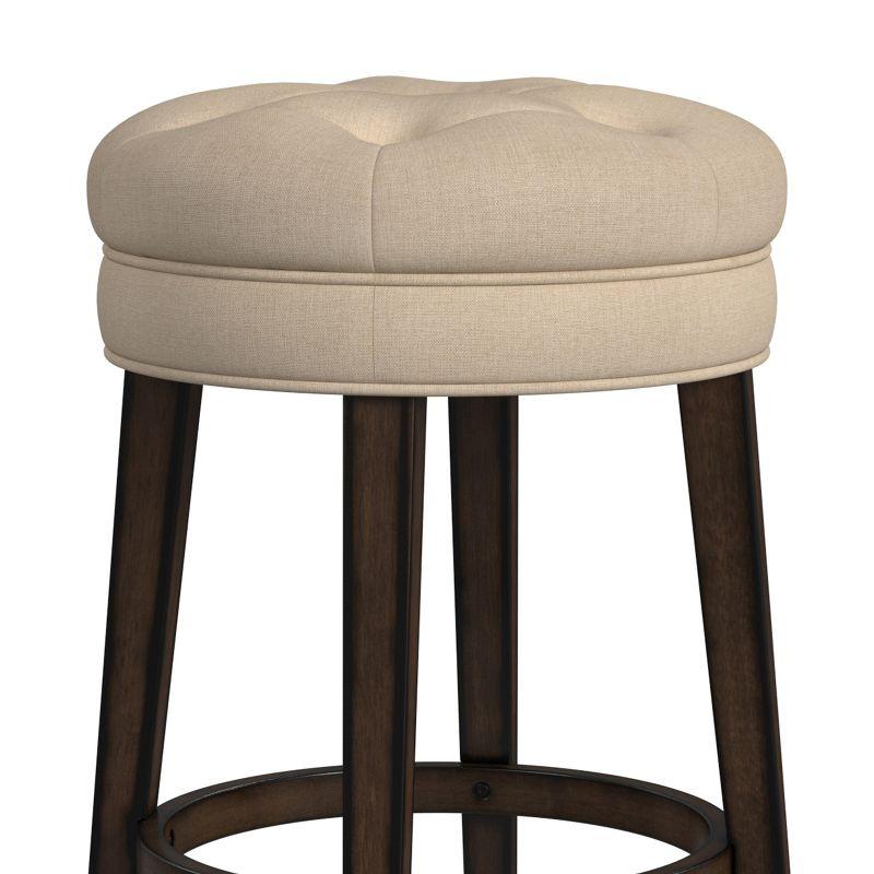 Krauss Backless Counter Height Barstool: Linen Upholstery, Charcoal Wood Frame - Hillsdale Furniture