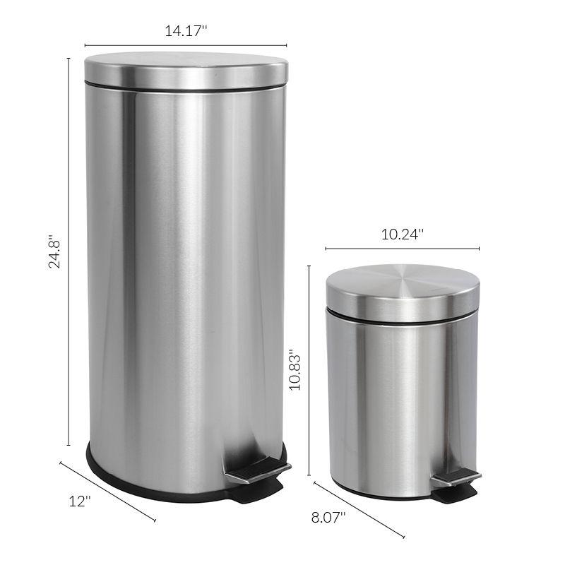 Oscar 8-Gallon Stainless Steel Step-Open Trash Can with Mini Bin