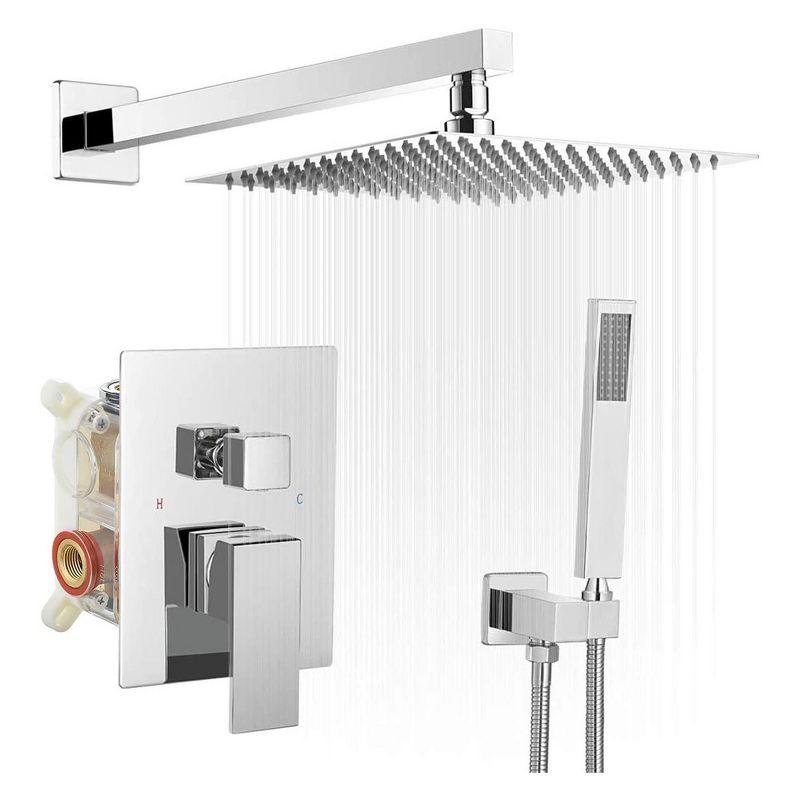 16-Inch Chrome Square Wall Mounted Rain Shower System