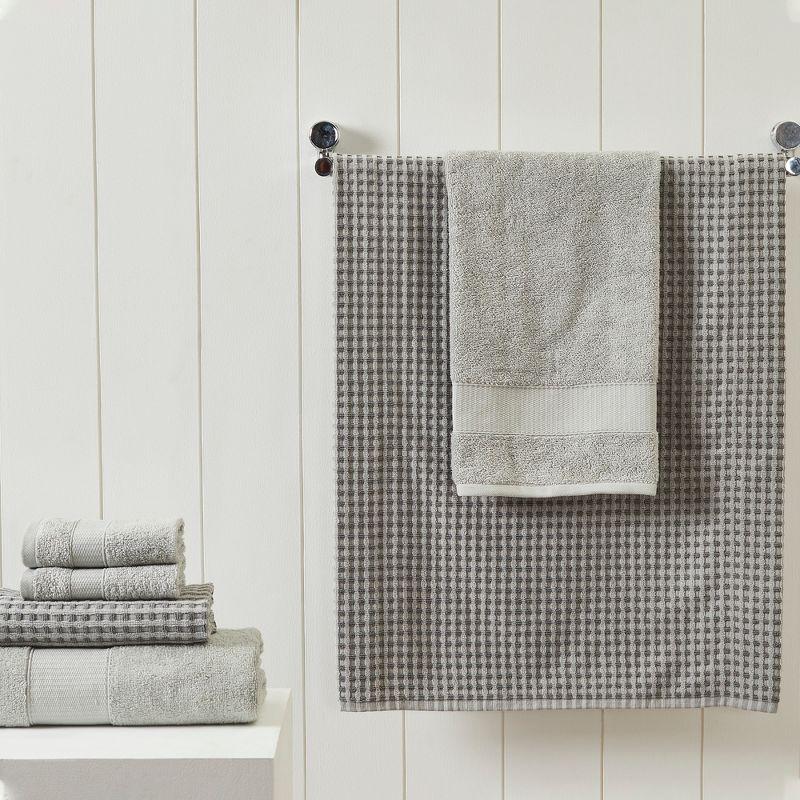 Silver Cotton Jacquard Hand and Washcloth Set