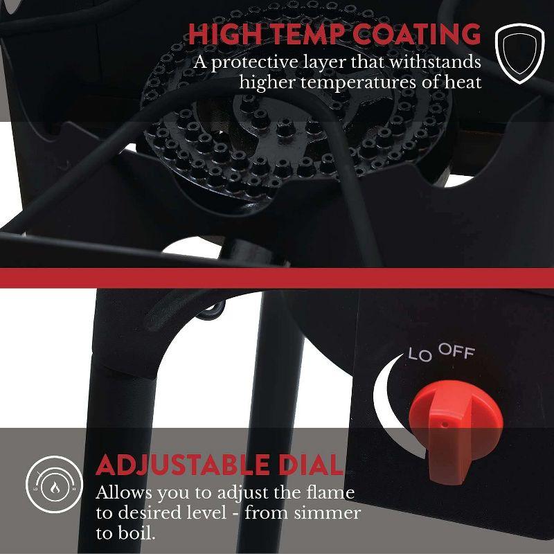 GasOne Propane Two Burner Camp Stove Outdoor High Pressure Propane 2 Burner Adjustable PSI Regulator and 4ft Steel Braided Hose With Removable Legs