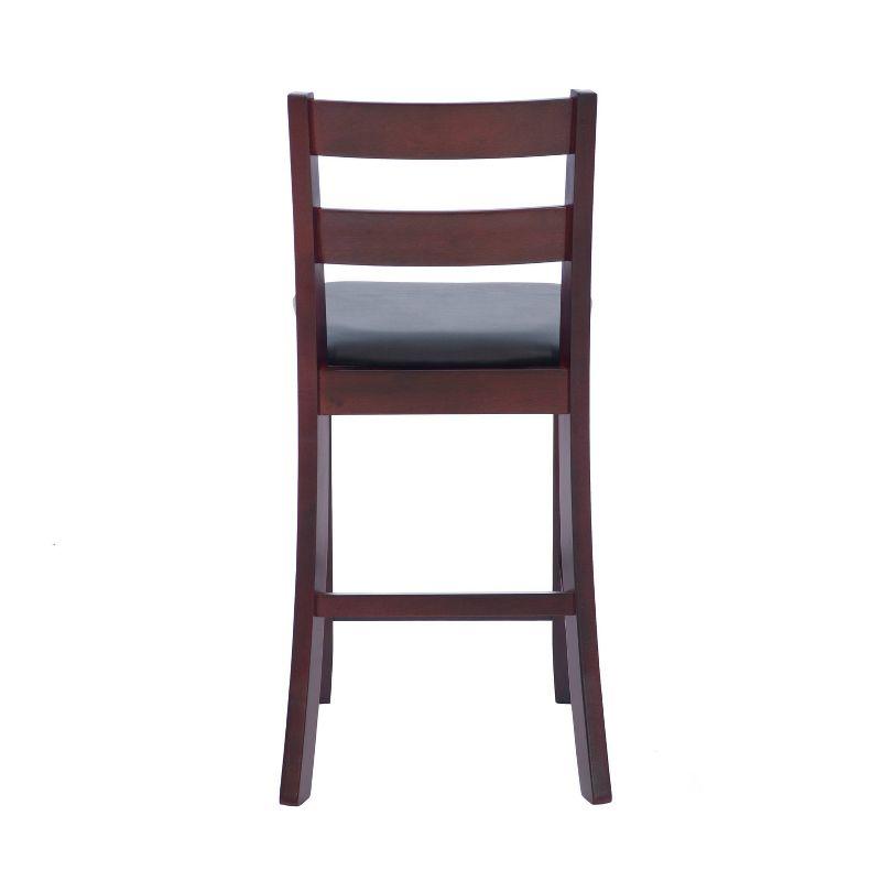 Triena Soho 24" Padded Seat Faux Leather Counter Height Barstool Hardwood/Espresso - Linon: Rubberwood Frame, Ladder-Back Design