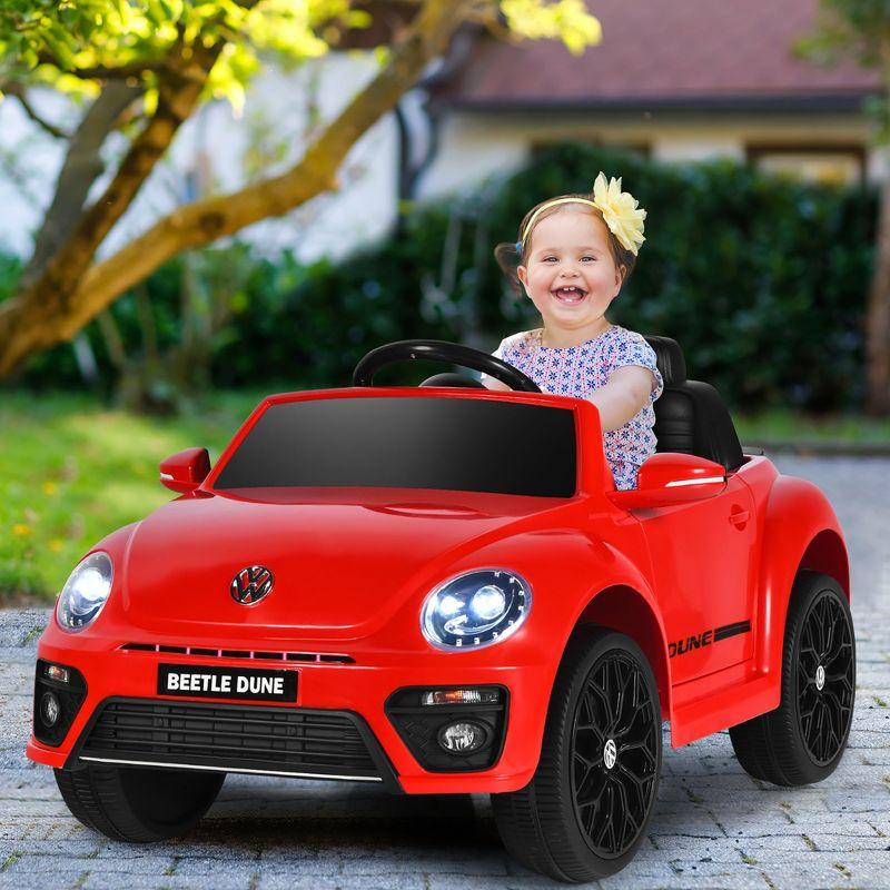 Costway 12V Kids Ride On Car Licensed Volkswagen Beetle with Remote Control & Music Red