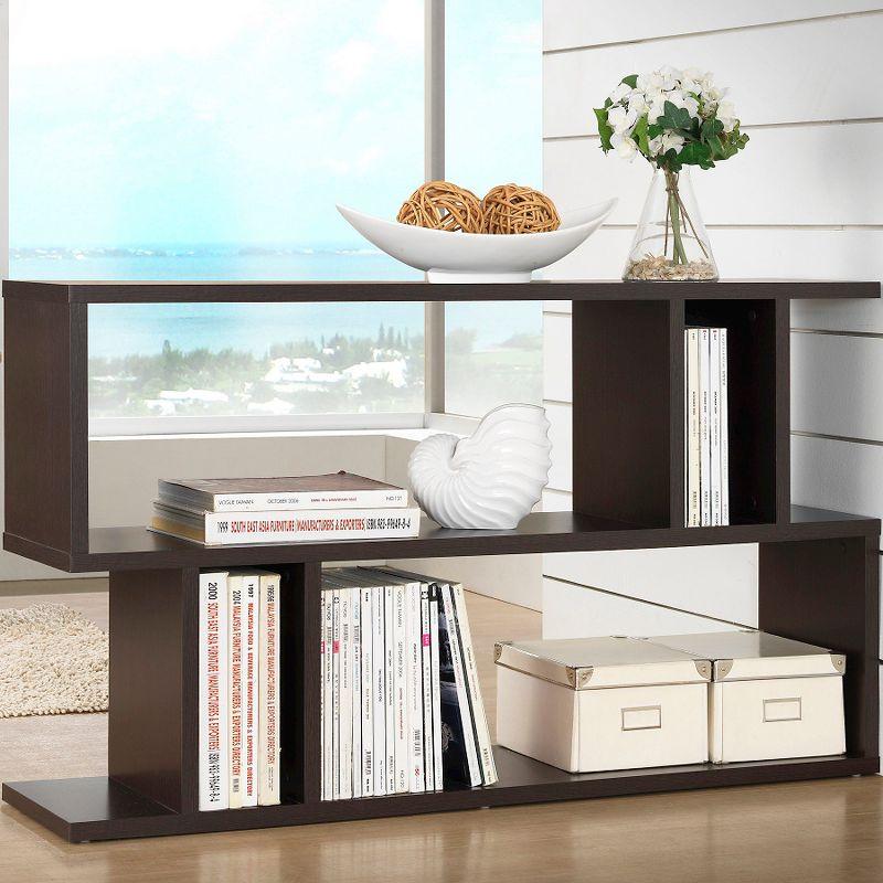 27.5" Goodwin 2 Level Modern Bookshelf Dark Brown - Baxton Studio