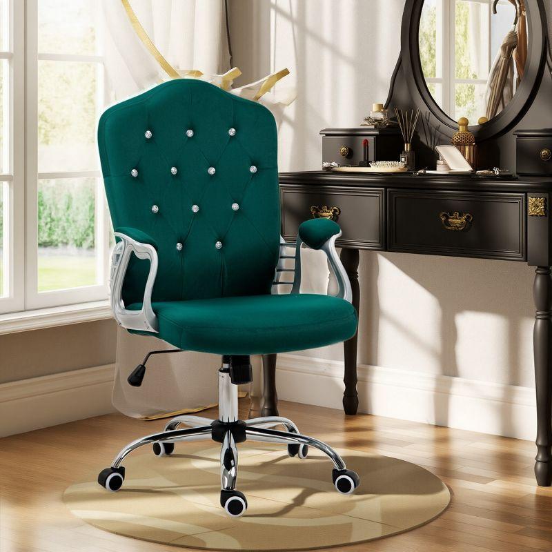Everly Quinn Vinsetto Home Office Chair, Computer Chair, Button Tufted Desk Chair With Swivel Wheels, Adjustable Height, And Tilt Function