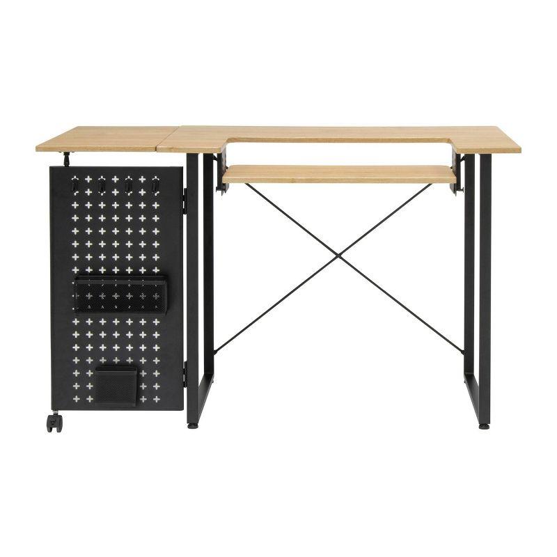 Pivot Sewing Table with Swingout Storage Panel and Adjustable Platform