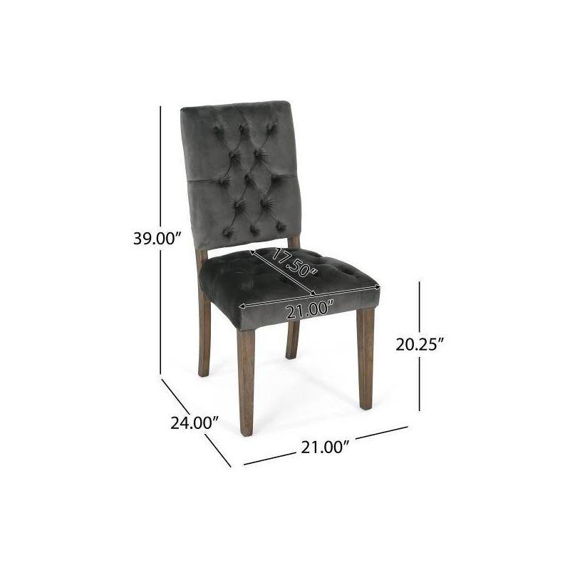 Set of 2 Saltillo New Velvet Dining Chair Charcoal - Christopher Knight Home: Upholstered, Button Tufted