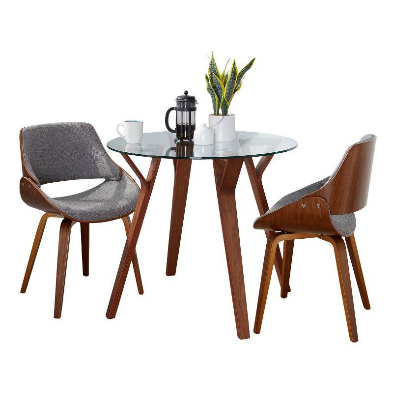 LumiSource 3pc Folia Fabrizzi Dining Set Walnut Wood Glass/Gray