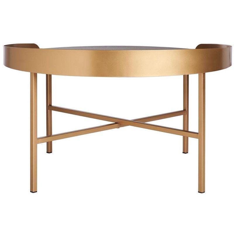 Prague Round Coffee Table - Light Grey Oak/Gold - Safavieh